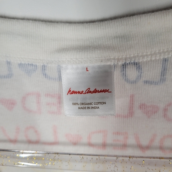 HANNA ANDERSSON Rainbow Loved Heart Long Sleeve Shirt PJ Pajama Top Women Size L - Picture 2 of 4